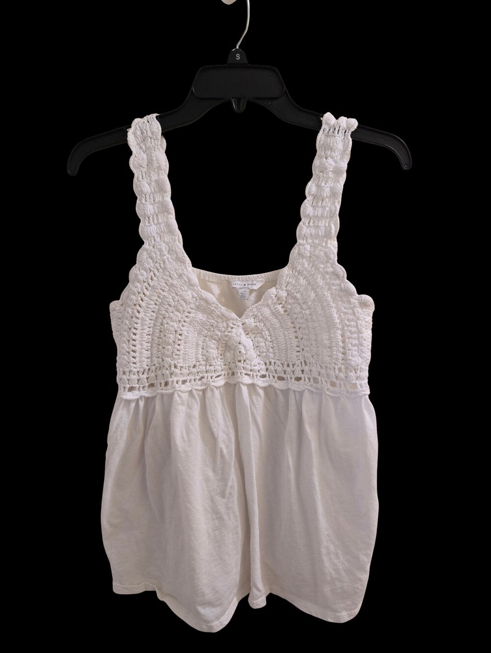Lucky Brand 100% Cotton Crocheted Baby Doll Tank Top